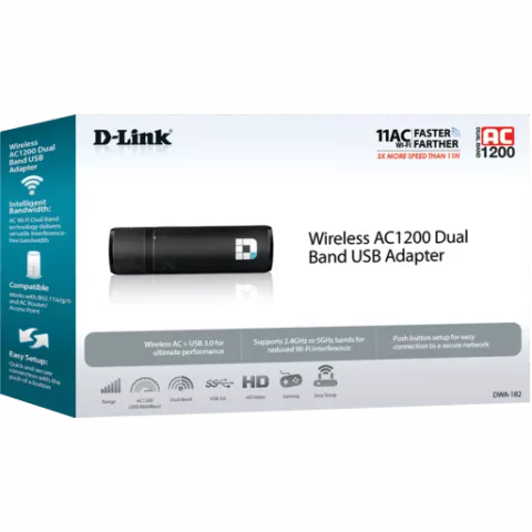 کارت شبکه USB بی سیم D-LINK مدل AC1200 DWA-182