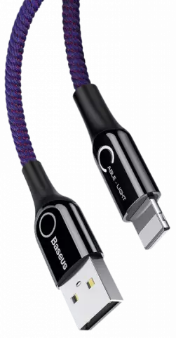 کابل شارژ 1 متری USB به  LIGHTNING باسئوس مدل C-SHAPED LIGHT INTELLIGENT POWER-OFF