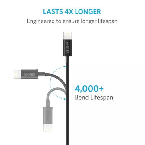 کابل شارژ 0.9 متری USB به ANKER Lightning مدل PREMIUM 3FT