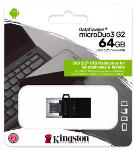 فلش مموری 64 گیگابایت Kingston مدل DataTraveler MicroDuo 3 G2