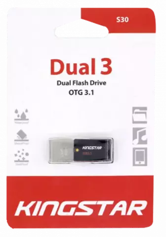 فلش مموری 64 گیگابایت KINGSTAR مدل  DUAL 3 S30