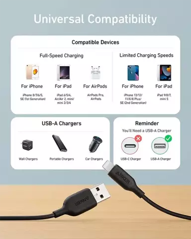 کابل شارژ 1.8 متری USB به Lightning انکر مدل PowerLine III A8813