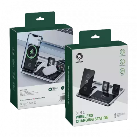شارژر بی‌سیم 4IN1 گرین لاین مدل GN3IN1WCSBK