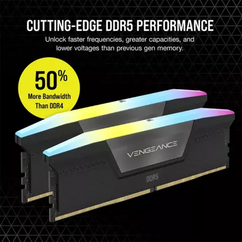 رم دسکتاپ (16GB*2) 32 گیگابایت Corsair مدل VENGEANCE RGB DDR5 5600MHz