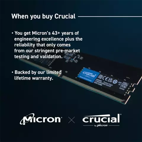رم دسکتاپ (16GB*1) 16 گیگابایت Crucial مدل CT16G56C46U5 DDR5 5600MHz