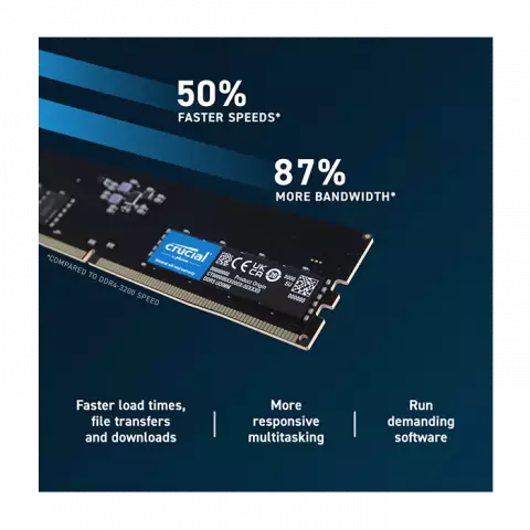 رم دسکتاپ (32GB*1) 32 گیگابایت Crucial مدل CT32G56C46U5 DDR5 5600MHz
