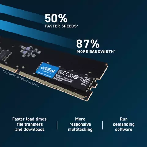 رم دسکتاپ (32GB*1) 32 گیگابایت Crucial مدل CT32G48C40U5 DDR5 4800MHz CL40