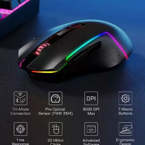 موس بی سیم گیمینگ Redragon مدل TRIDENT PRO M693