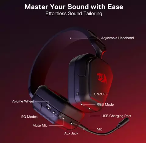 هدست بی سیم گیمینگ Redragon مدل Mira H868