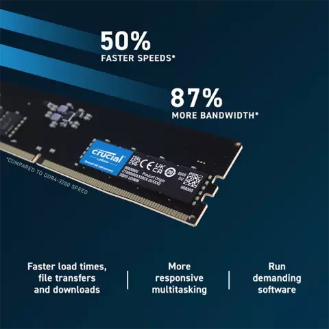 رم دسکتاپ (8GB*1) 8 گیگابایت Crucial مدل CT8G48C40U5 DDR5 4800MHz