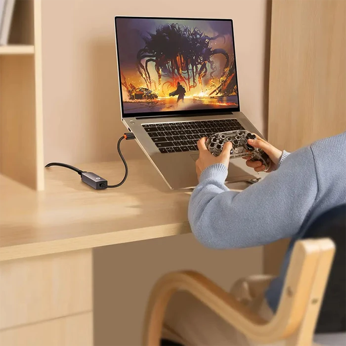 کابل تبدیل 20 سانتی متری USB به LAN باسئوس مدل AIRJOY