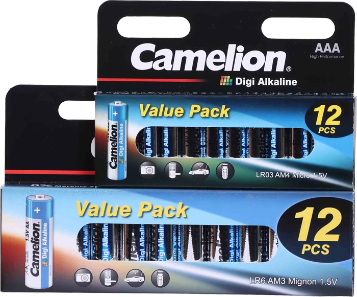 باتری نیم قلمی 12 عددی Camelion مدل Digi Alkaline LR03-HP12DG