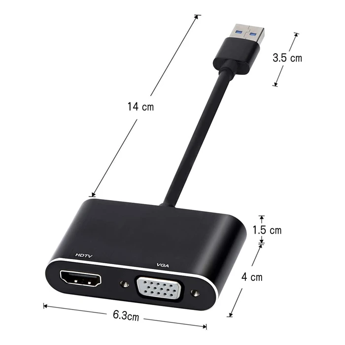 تبدیل USB 3.0 به VGA و HDMI کی نت مدل K-COUA30HV