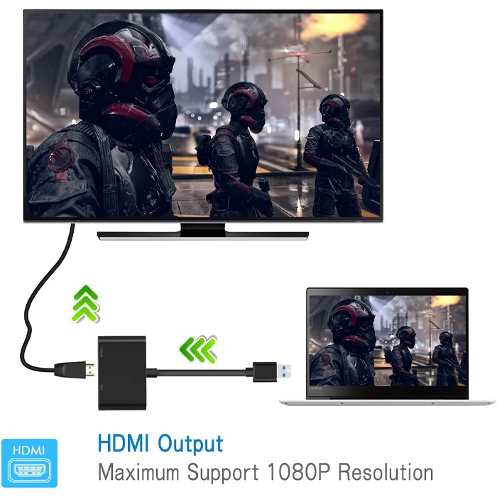 تبدیل USB 3.0 به VGA و HDMI کی نت مدل K-COUA30HV