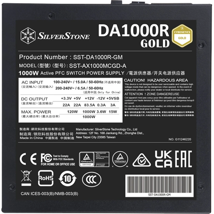 پاور 1000 وات Silver stone مدل DA1000R Gold 80 Plus Gold