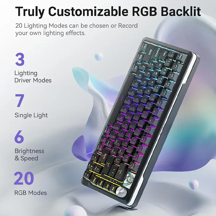 کیبورد بی سیم گیمینگ Redragon مدل K708 PRO Black RGB