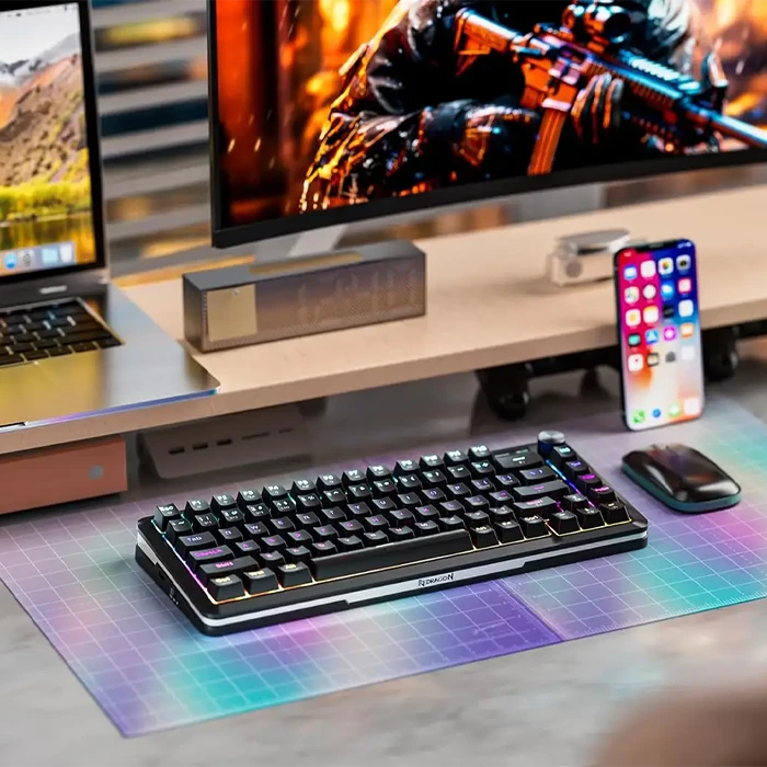 کیبورد بی سیم گیمینگ Redragon مدل K708 PRO Black RGB