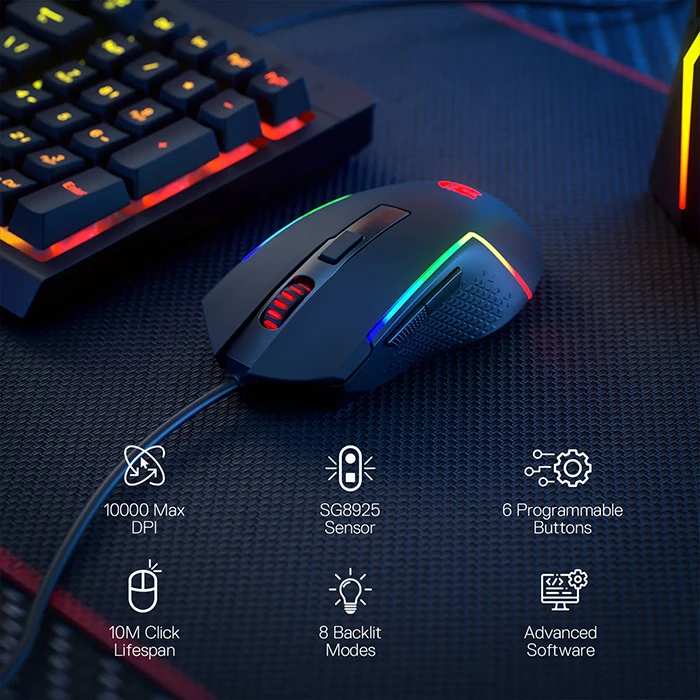 موس سیمی گیمینگ Redragon مدل TRIDENT BASIC M616 RGB
