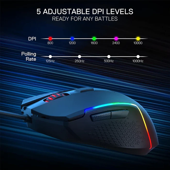 موس سیمی گیمینگ Redragon مدل TRIDENT BASIC M616 RGB