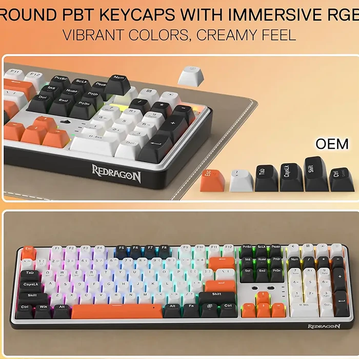 کیبورد بی سیم گیمینگ Redragon مدل WYVERN K689 WBO PRO RGB با سوئیچ Mint mambo