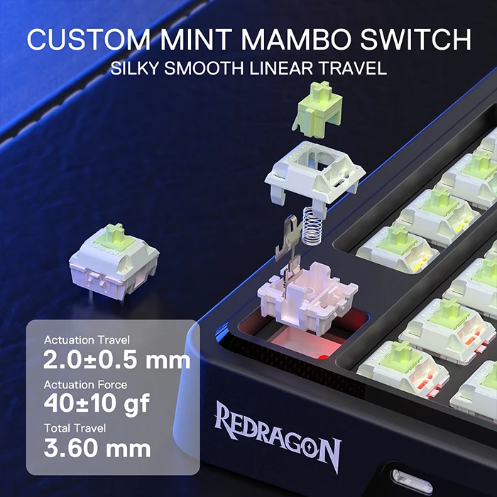 کیبورد بی سیم گیمینگ Redragon مدل UCAL K673SP PRO RGB با سوئیچ Mint mambo