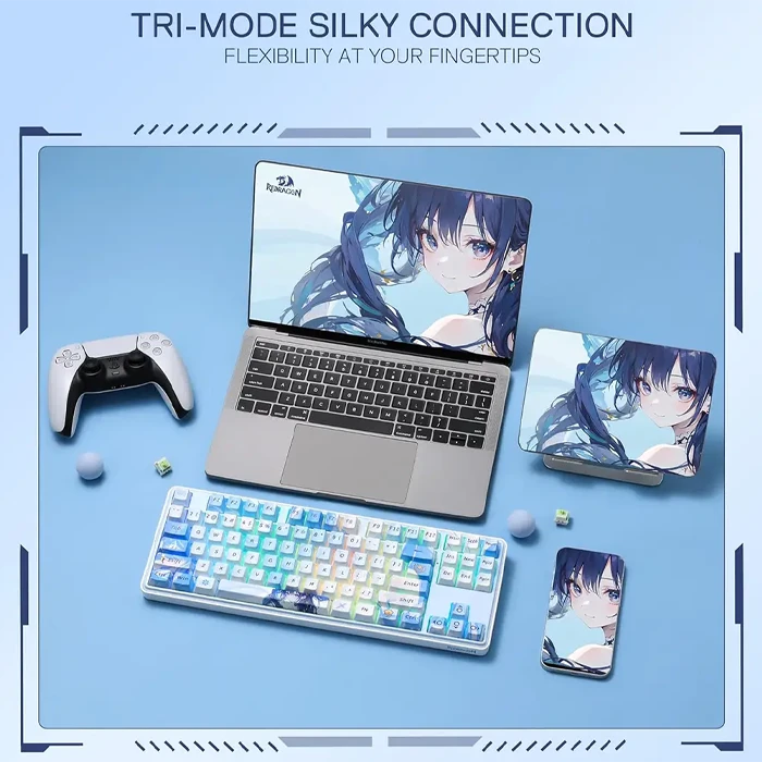 کیبورد بی سیم گیمینگ Redragon مدل Starblade K707AK PRO RGB با سوئیچ Mint mambo