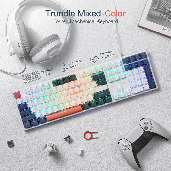 کیبورد سیمی گیمینگ Redragon مدل Trundle K668 RGB با سوئیچ قرمز