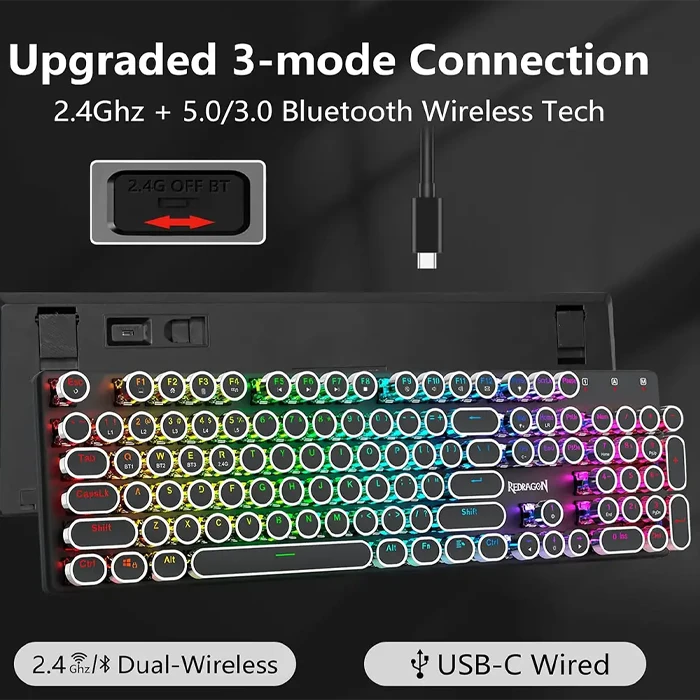 کیبورد بی سیم گیمینگ Redragon مدل Flare K710 Pro RGB  با سوئیچ آبی