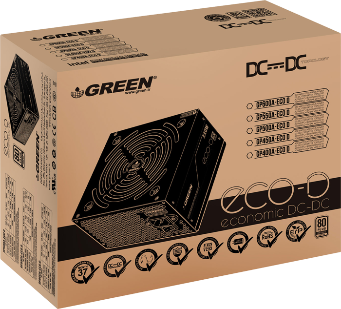 پاور 400 وات Green مدل GP400A-ECO D 80Plus Bronze