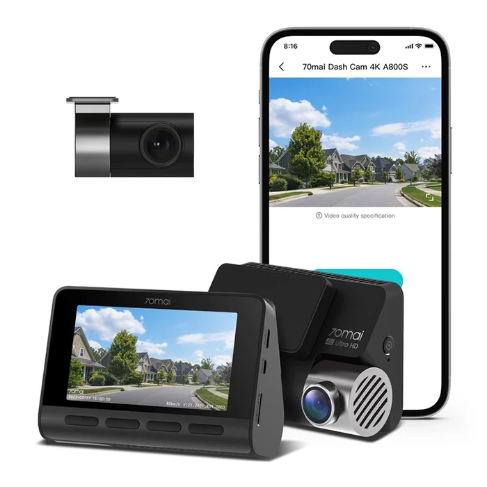 دوربین فیلم برداری خودرو 70Mai مدل 70maI Dash Cam 4K + Rear Cam Set(RC06) A800S 