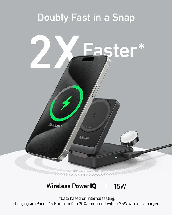 شارژر وایرلس Anker مدل MagGo B2557 ( 3 in 1 )