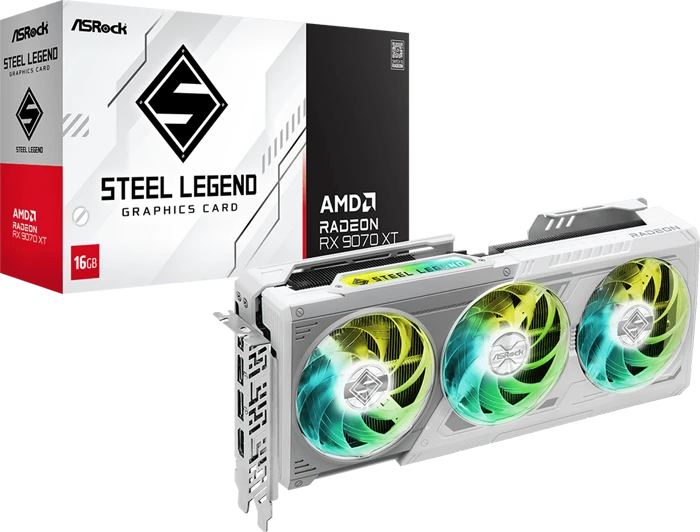 کارت گرافیک ASRock مدل Radeon RX 9070 XT Steel Legend 16GB