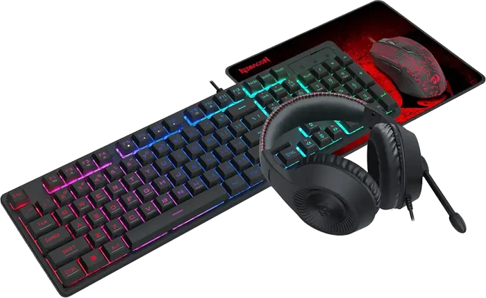 باندل کیبورد، موس، موس پد و هدست سیمی Redragon مدل Essentials S107P-BA