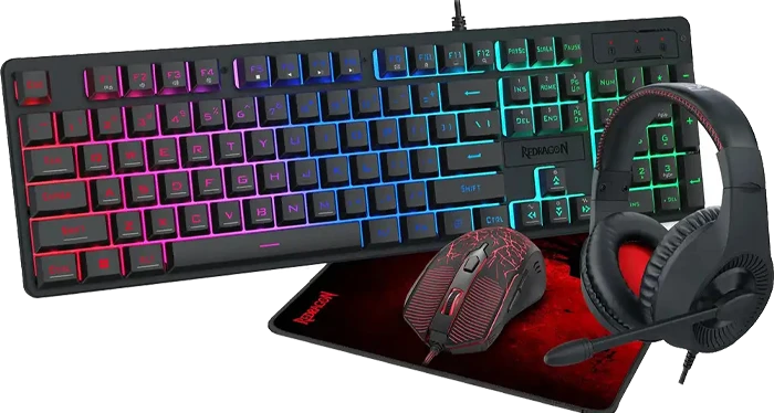 باندل کیبورد، موس، موس پد و هدست سیمی Redragon مدل Essentials S107P-BA