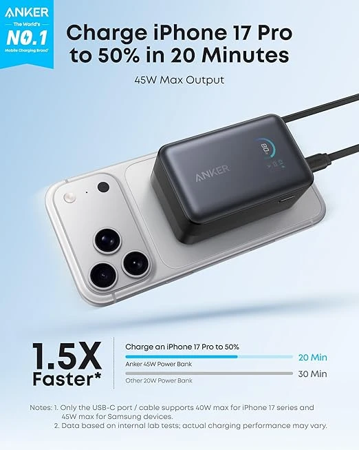 پاور بانک 10000 میلی آمپر 45 وات Anker مدل A1638H