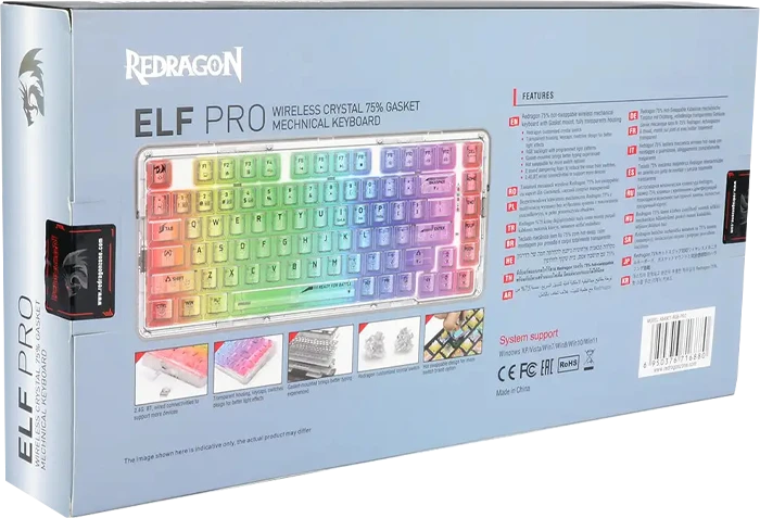 کیبورد مکانیکال گیمینگ بی سیم Redragon مدل ELF PRO K649 CT‌