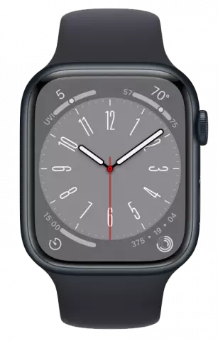 ساعت هوشمند اپل واچ سری 8 مدل 45MM Midnight Aluminum Case با بند اسپورت مشکی