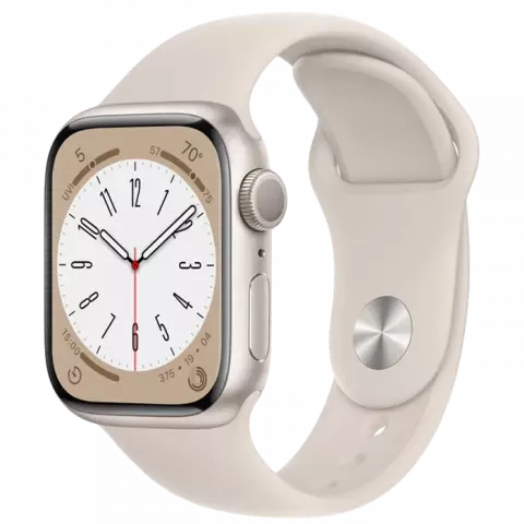 ساعت هوشمند اپل واچ سری 8 مدل 41MM S/M Starlight Aluminum Case با بند اسپورت کرمی
