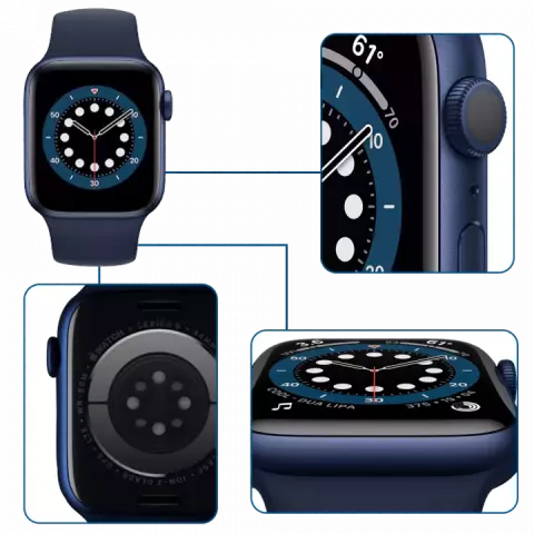 ساعت هوشمند اپل واچ سری 6 مدل 44MM BLUE ALUMINUM CASE با بند اسپورت سورمه ای