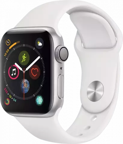 ساعت هوشمند APPLE SERIES 4 مدل 44MM silver Aluminum Case با بند اسپورت سفید