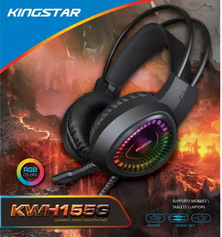 هدست سیمی گیمینگ KINGSTAR مدل KWH155G