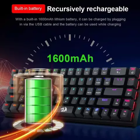کیبورد بی سیم گیمینگ Redragon مدل Ryze Pro K633 با سوییچ‌ قرمز