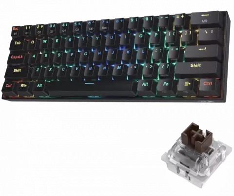 کیبورد بی سیم گیمینگ Redragon مدل Draconic K530RGB با سوییچ قهوه ای