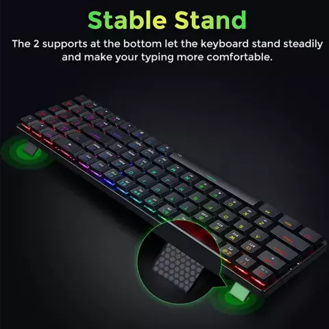 کیبورد بی سیم گیمینگ Redragon مدل ASHE Pro K626P-KBS با سوییچ‌ آبی