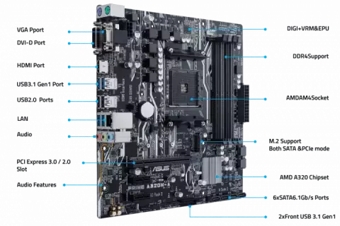 مادربرد Asus DDR4 مدل PRIME A320M-A