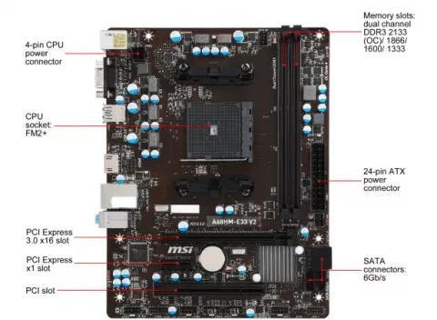 مادربرد MSI DDR3 مدل Classic A68HM-E33 V2