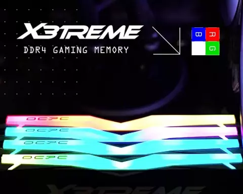 رم دسکتاپ 32 گیگابایت OCPC مدل X3 RGB BLACK LABEL DDR4 4000MHz