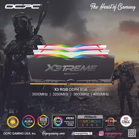 رم دسکتاپ (8GB*2) 16 گیگابایت OCPC مدل X3 RGB BLACK LABEL DDR4 3600MHz