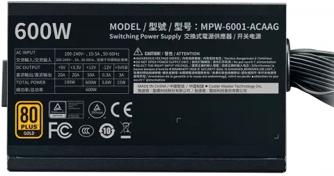 پاور 600 وات Cooler Master مدل G600 80Plus Gold