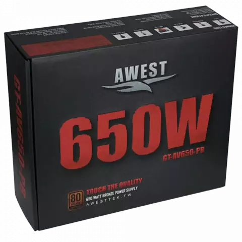 پاور 650 وات AWEST مدل GT-AV650-PB 80Plus Bronze